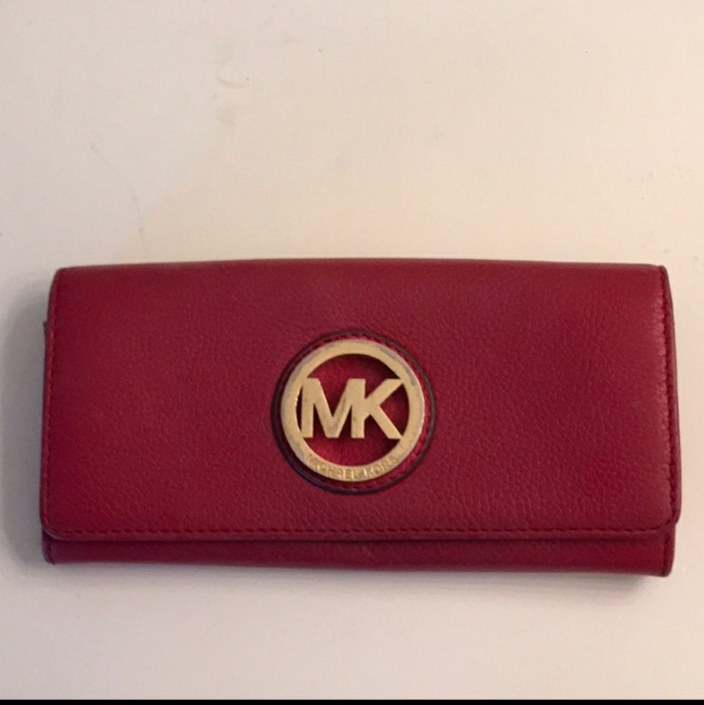 MICHEAL KORS red leather wallet